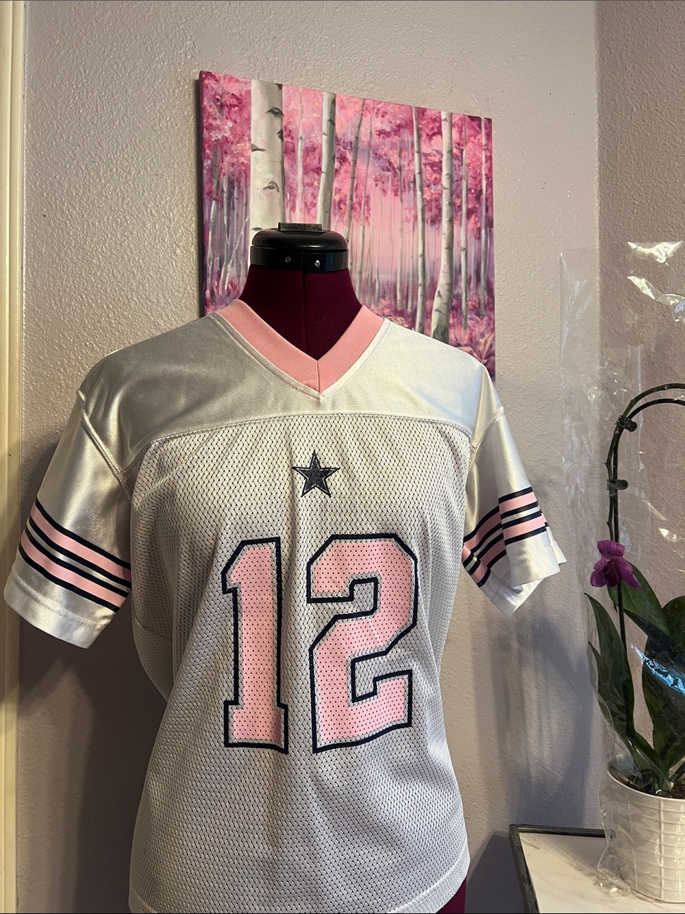 Dallas COWBOYS #12 (Staubach) Authentic Apparel Women's Mesh Jersey - SZ 4/6 LN